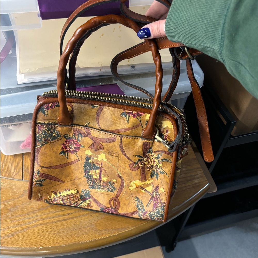 Patricia Nash Tan Floral Shoulder Bag